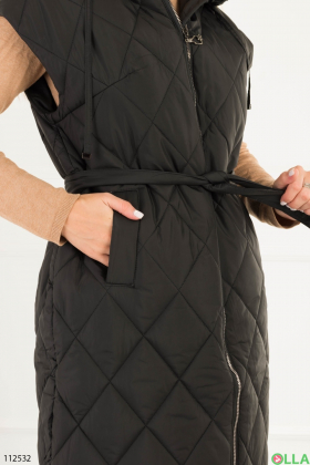 Women's black vest with a hood