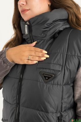 Women's gray batal vest with a hood