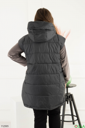 Women's gray batal vest with a hood