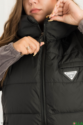 Women's black batal vest with a hood
