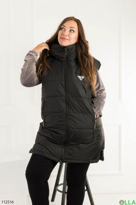 Women's black batal vest with a hood