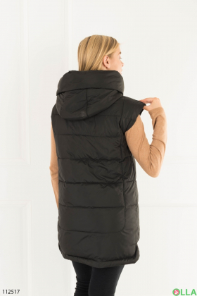 Women's black vest with a hood
