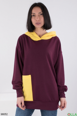 Women's yellow-burgundy hoodie