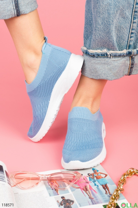 Жіночі блакитні кросівки з текстилю