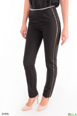 Women's black trousers with stripes