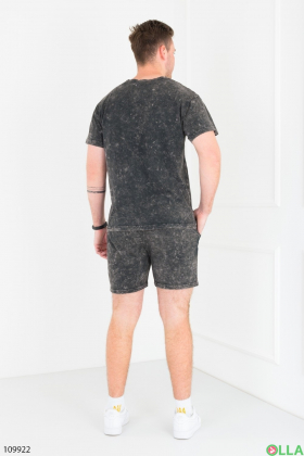 Чоловічий темно-сірий комплект із футболки та шорт