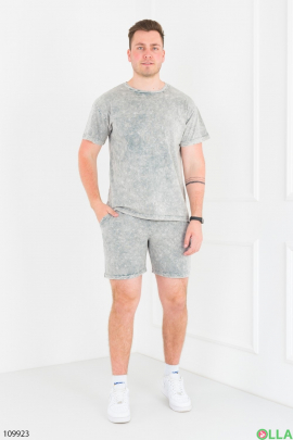 Men's gray t-shirt and shorts set