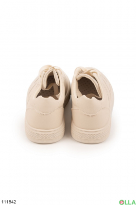 Women's light beige eco-leather sneakers