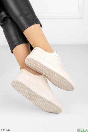 Women's light beige eco-leather sneakers