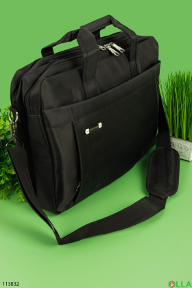 Чорна сумка з текстилю для ноутбука