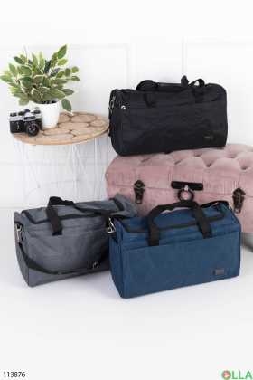Gray textile travel bag