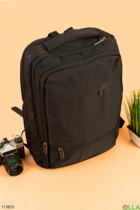 Men's black textile backpack