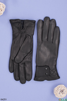 Жіночі зимові чорні рукавички на хутрі