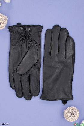 Мужские зимние черные перчатки на меху