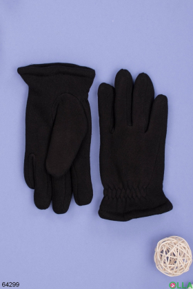 Чоловічі зимові чорні рукавички на хутрі