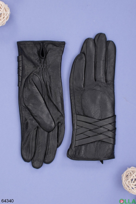 Женские зимние черные перчатки на меху