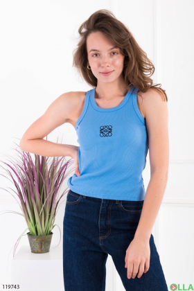 Women's blue tank top with print
