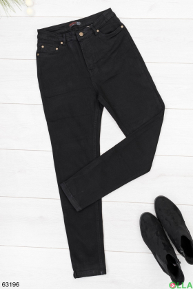 Женские черные джинсы на флисе
