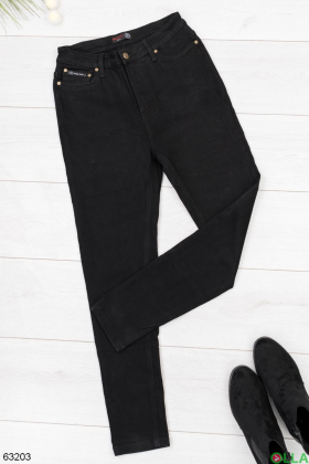 Жіночі чорні джинси на флісі