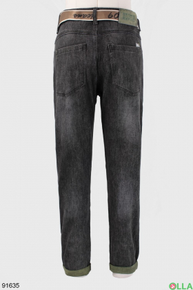 Чоловічі темно-сірі джинси з ременем