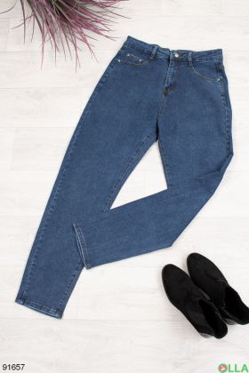 Женские синие джинсы с ремнем