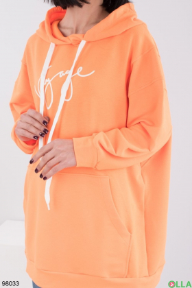 Женскре оранжевое худи-платье