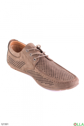 Men's brown shoes with perforations
