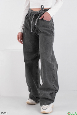 Женские серые джинсы-Клёш