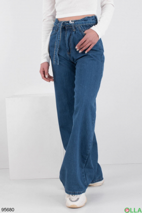 Жіночі темно-сині джинси-Кльош