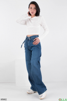 Женские синие джинсы-Клёш