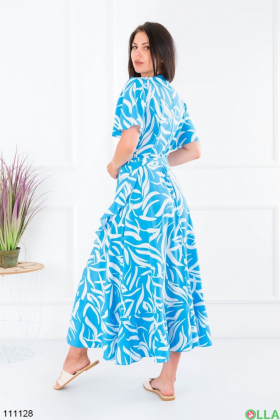 Жіноча блакитна сукня у принт