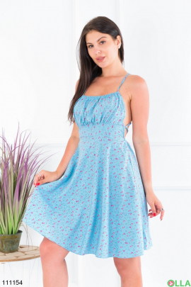 Women's blue floral print dress