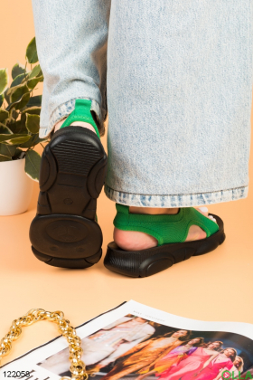 Women's green low-top sandals