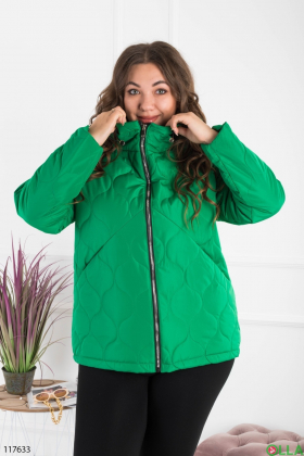 Women's green battle jacket with hood