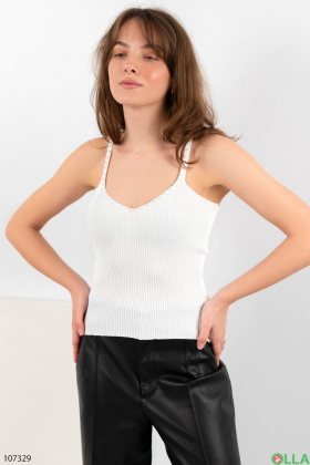 Women's white knitted tank top