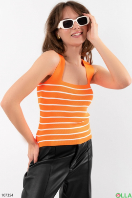 Women's orange striped jersey tank top