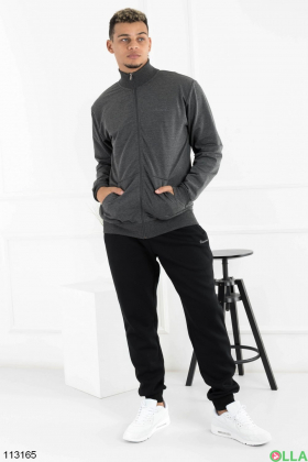 Men's dark gray zip-up hoodie