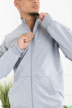 Men's light gray zipped hoodie