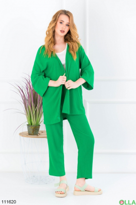 Жіночий зелений комплект з піджака та брюк