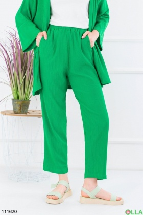 Женский зеленый комплект из пиджака и брюк