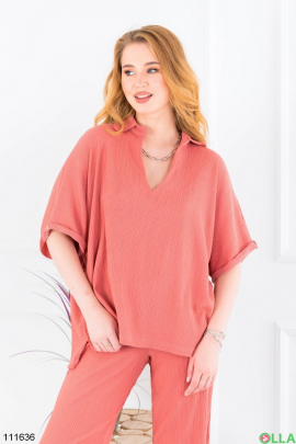 Women's coral t-shirt and trousers set