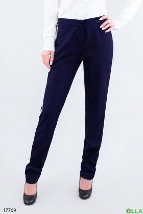 Жіночі брюки з лампасами синього кольору