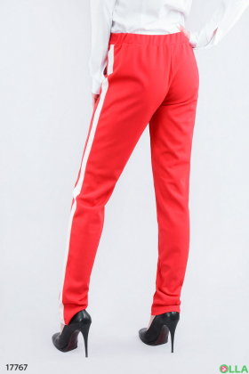 Women's red trousers with stripes