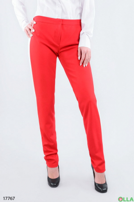 Женские красные брюки с лампасами