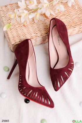 Жіночі бордові туфлі-човники