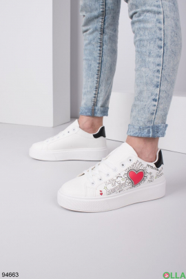 Women's white patterned sneakers