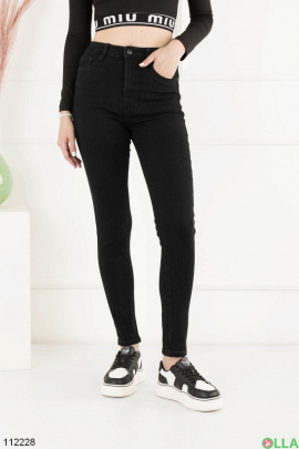 Женские черные джинсы-скинни 