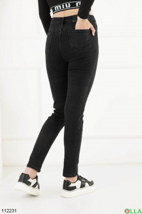 Женские черные джинсы-скинни