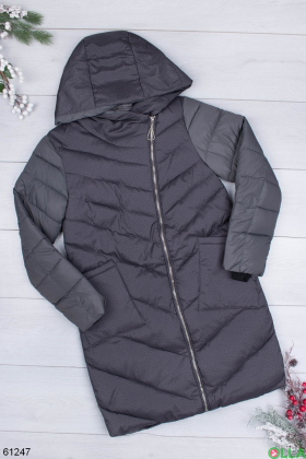 Жіноча темно-сіра зимова куртка