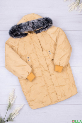 Женская желтая зимняя куртка